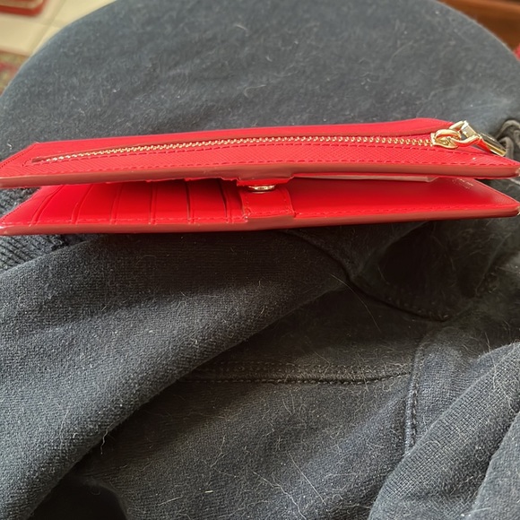 Kate Spade  NWT Long Wallet  Red/ Gold Accents ID Cards Coins  7”L x 3.5”h x 5/8 - Picture 6 of 9